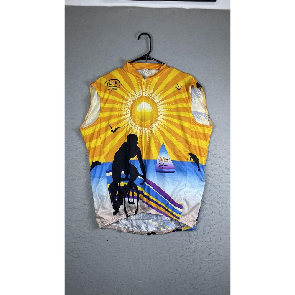 VOmax MS Cycle To The Shore Cycling Jersey Tank Mens XL Multicolor Full Zip Bike